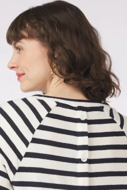 Tom Tailor Trui Striped Boxy T-Shirt With Buttons