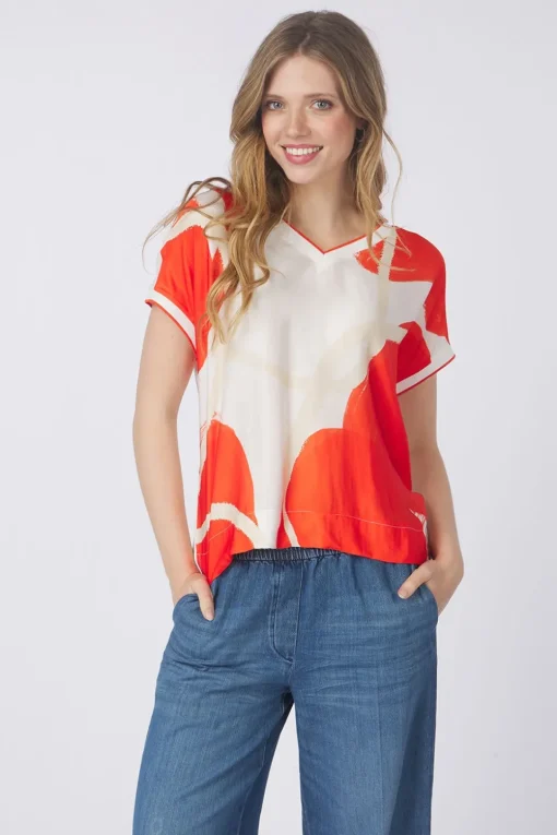 Tom Tailor T-Shirt T-Shirt Sateen Fabric Mix