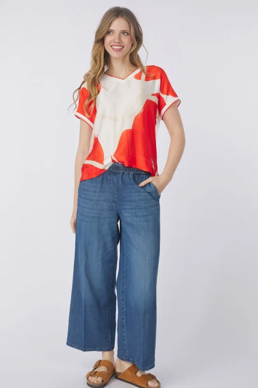 Tom Tailor T-Shirt T-Shirt Sateen Fabric Mix