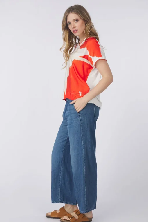 Tom Tailor T-Shirt T-Shirt Sateen Fabric Mix