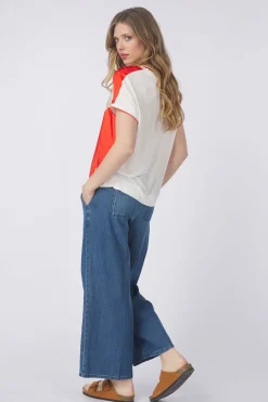 Tom Tailor T-Shirt T-Shirt Sateen Fabric Mix