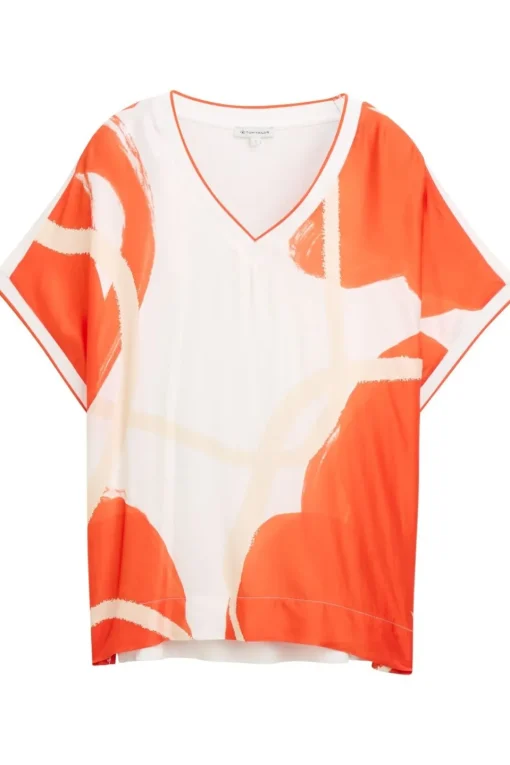 Tom Tailor T-Shirt T-Shirt Sateen Fabric Mix