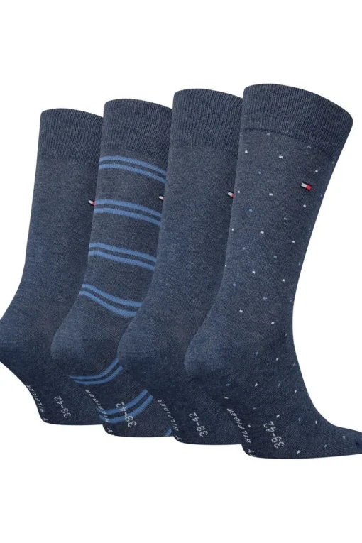 Tommy Hilfiger Socks Sokken Th Men Sock 4P Tin Giftbox Stripe Dot