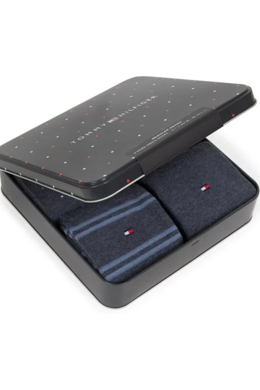 Tommy Hilfiger Socks Sokken Th Men Sock 4P Tin Giftbox Stripe Dot