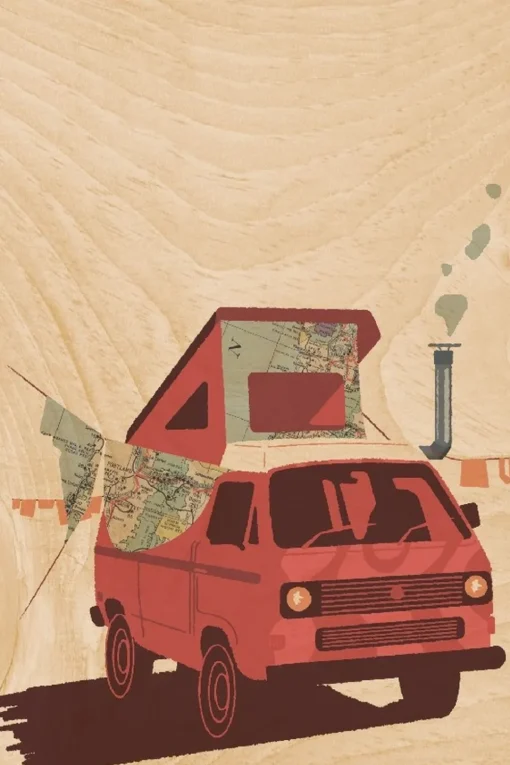 Woodhi Wenskaart Postcard Red Van