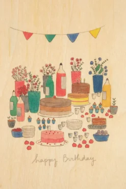 Woodhi Wenskaart Postcard Happy Birthday