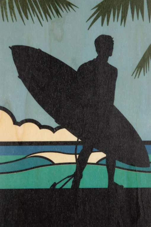Woodhi Wenskaart Postcard Surfer