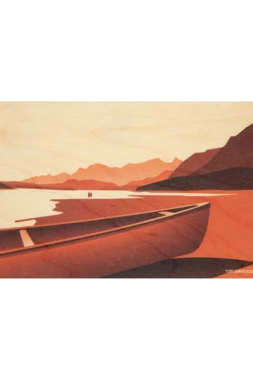 Woodhi Wenskaart Postcard Canoe Sand