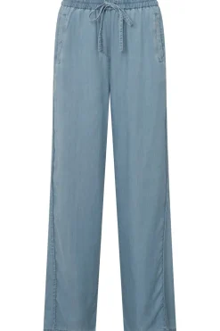 Yaya Broek Chambray Wide Leg With Elastic Waist