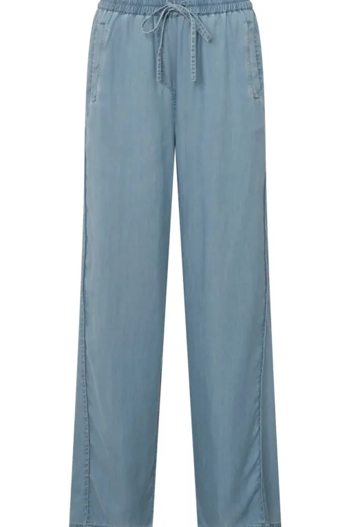 Yaya Broek Chambray Wide Leg With Elastic Waist