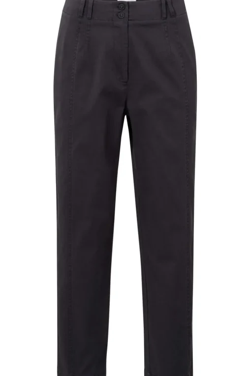 Yaya Broek Cotton Woven High Waist With Straight Leg