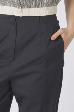 Yaya Broek Cotton Woven High Waist With Straight Leg