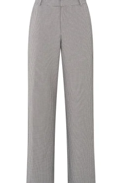 Yaya Broek Woven Checked Wide Leg With Contrast Deta