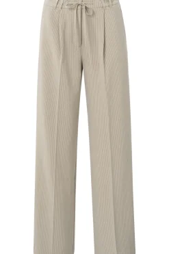 Yaya Broek Woven Pistripe Wide Leg With Belt And Cor