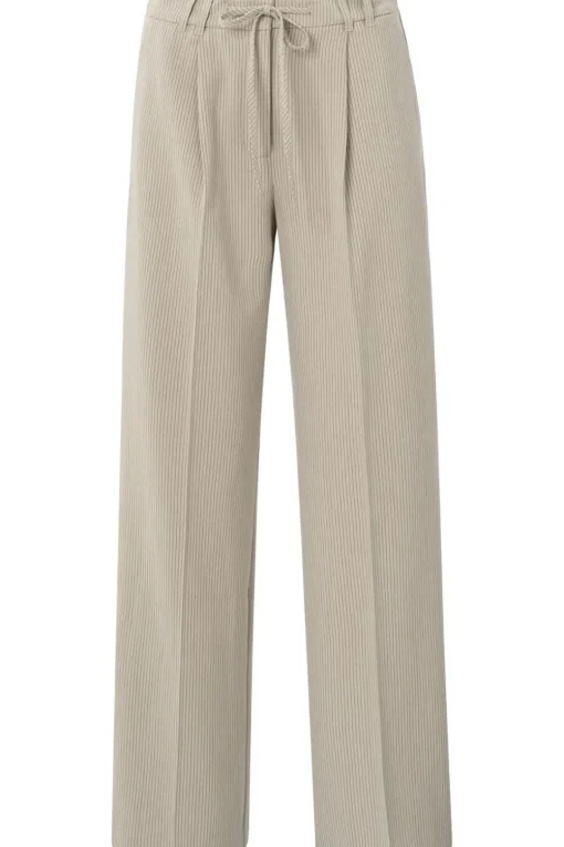 Yaya Broek Woven Pistripe Wide Leg With Belt And Cor