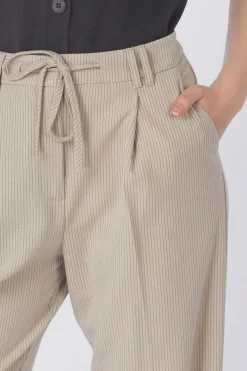 Yaya Broek Woven Pistripe Wide Leg With Belt And Cor