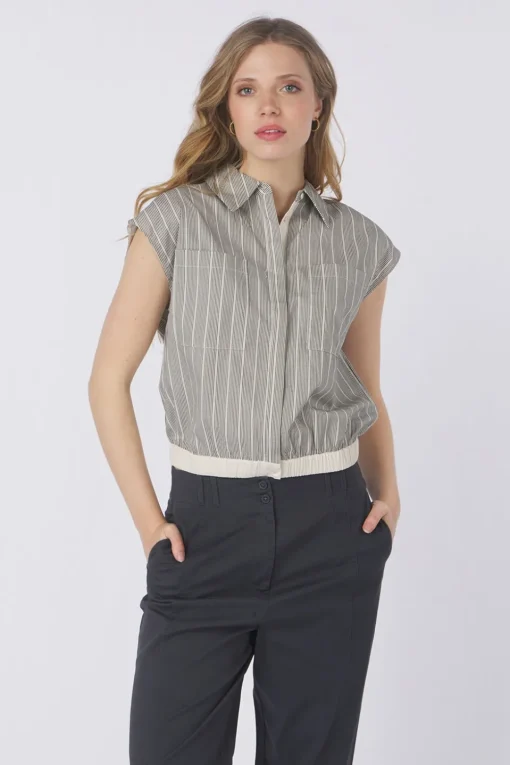Yaya Hemd Sleeveless Blouse W. Elastic Waistband