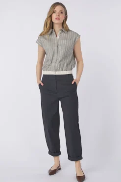 Yaya Hemd Sleeveless Blouse W. Elastic Waistband