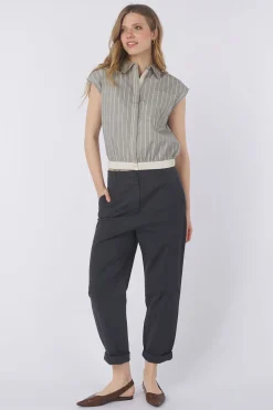 Yaya Hemd Sleeveless Blouse W. Elastic Waistband