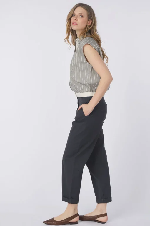 Yaya Hemd Sleeveless Blouse W. Elastic Waistband