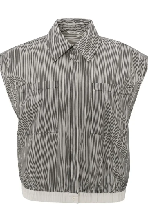 Yaya Hemd Sleeveless Blouse W. Elastic Waistband