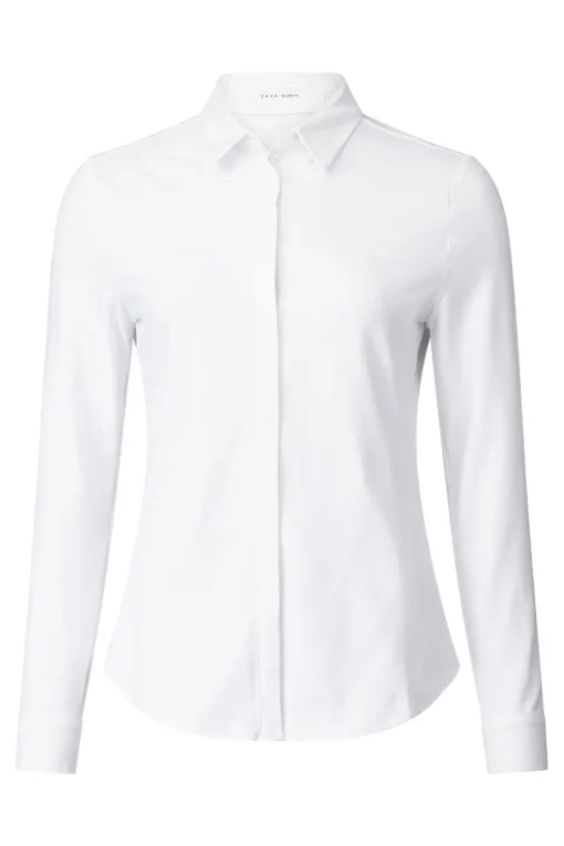 Yaya Hemd Soft Jersey Cotton Blend Shirt With Blind Placket