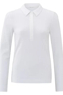 Yaya Polo Fine Rib Jersey Polo With Long Sleeves