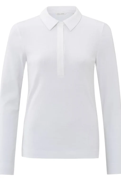 Yaya Polo Fine Rib Jersey Polo With Long Sleeves