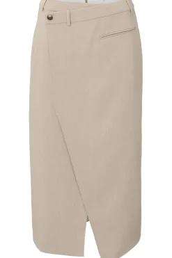 Yaya Rok Woven Melange Midi Skirt With A Symmetrical Effect