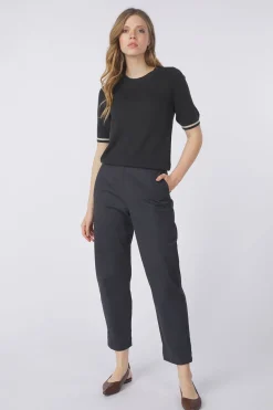 Yaya Trui Textured Round Neck Sleeve